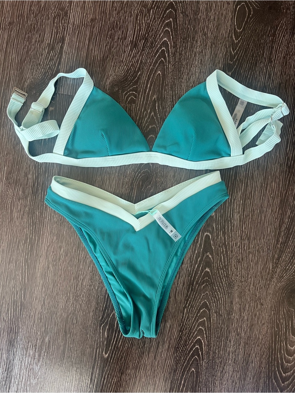 Women’s Teal and White Bikini Set - Classic Two-Piece Swimwear